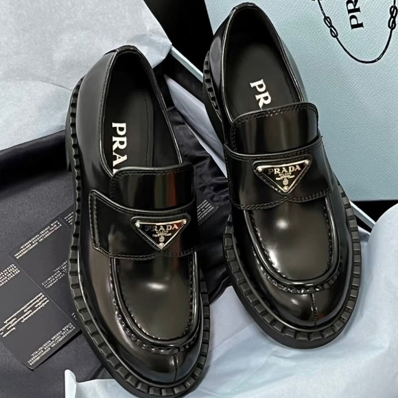 Prada Women's Black Glossy Loafers - Picture 1 of 5